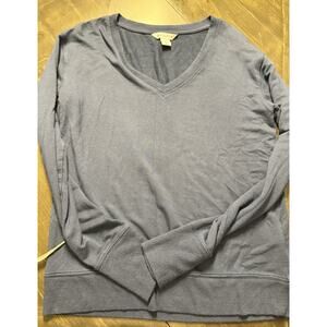 Athleta Navy V-Neck Sweatshirt (lightweight) Women's Size Small Coaster Luxe